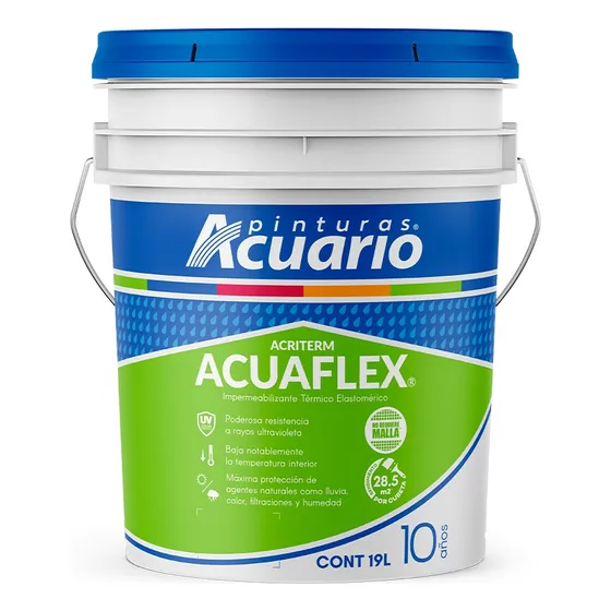 Cubeta De Impermeabilizante Acriterm Acuario 19 Litros Blanco Mate 10 Años