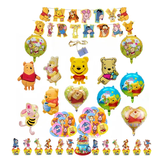 Kit 43 Globos Winnie Pooh Oso Fiesta Cumpleaños Jumbo Decora