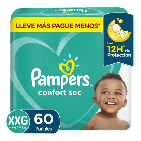 Pampers Confort Sec Pañales Desechables XXG 60 Unidades | Cuotas sin interés