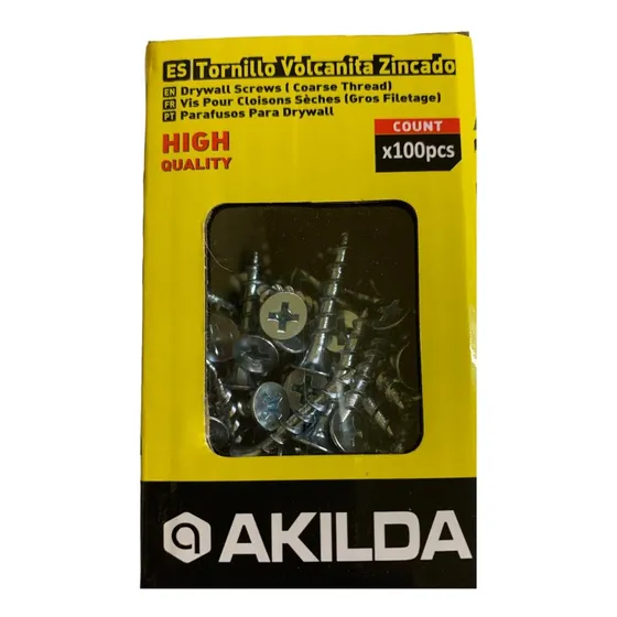 Tornillo Volcanita Zincado 6x1  100pcs Akilda 