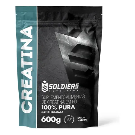 Creatina Monohidratada 600g Soldiers Nutrition 100% Pura Importada Performance Músculo Treino Sem Sabor