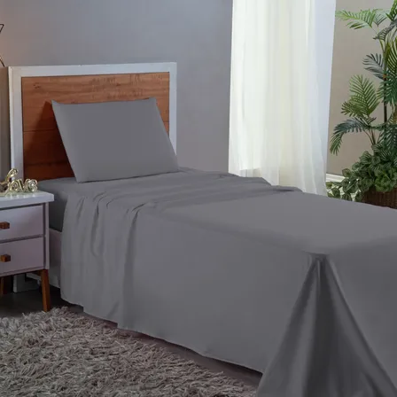 Kit Conjunto Lençol Solteiro 400 Fios Extra Aveludado 3 Peça