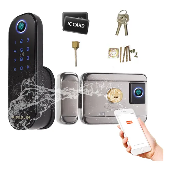 WIFI Tuya APP placa de bloqueo inteligente de doble huella dactilar eléctrica impermeable