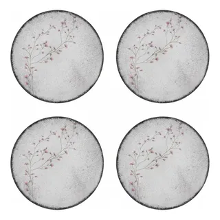 Tramontina Kit Jogo 4 Pratos Rasos Tramontina Floralis Porcelana 25 Cm