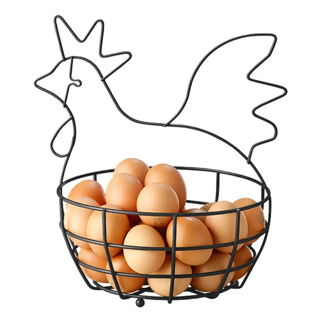 Canasta Huevos Gallina Plastificado Negro