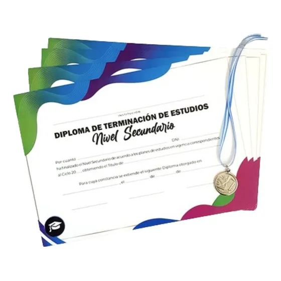 Medalla Y Diploma Egresados Secundaria Pack X40