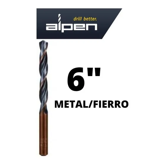 Broca Para Metal / Fierro Alpen 6mm  Largo 93mm