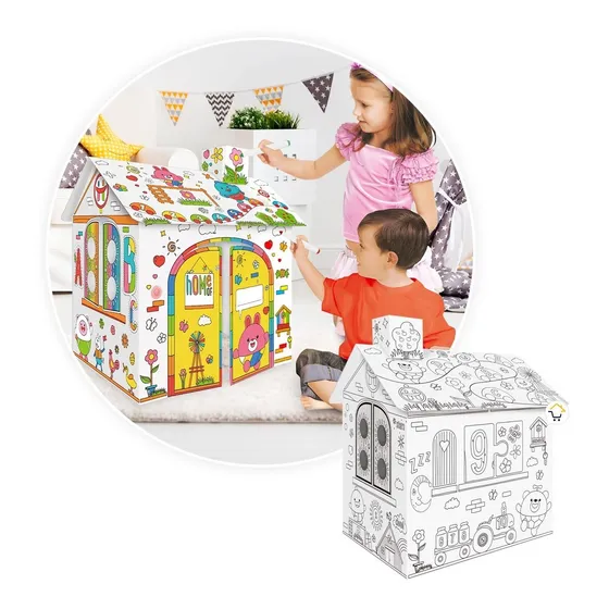 Casa Armable Para Colorear Cartón Marcadores Juguete Tent1bl