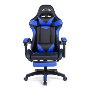 Cadeira Gamer Pctop Racer 1006 Gamer ErgonÎmica Preta E Azul Com Estofado De Couro Sintético Cadeira Gamer Pctop Racer 1006 Gamer ErgonÎmica Preta E Azul Com Estofado De Couro Sintético