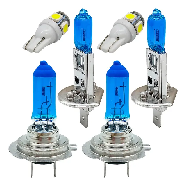 Kit Lampada Farol Alto Baixo E Lanterna Foco Duplo H1 H7 T10