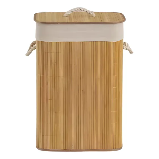 Cesto Canasto De Ropa Bambú 72l Funda Incluida  Reforzado