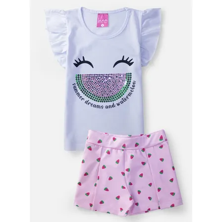 Conjunto Infantil Menina Summer Dreams Branco 0610 - Laluna