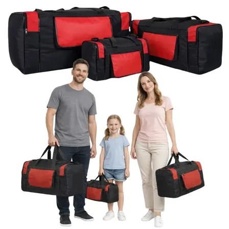 Kit 3 Bolsa De Mão Mala Viagem Grande Sacola Academia Treino Vermelho Lisa