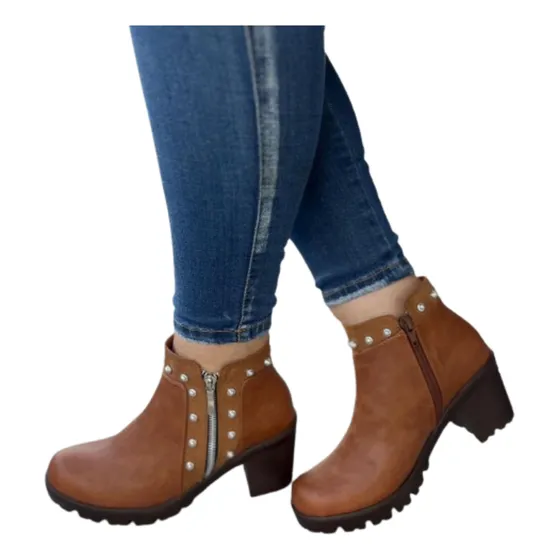 Botines De Tacón Bajo Para Dama