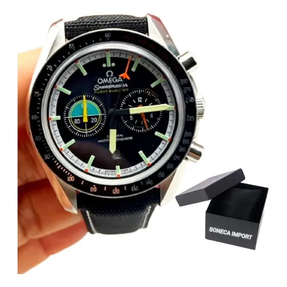 Relógio Omega Speedmaster Pilot Automático Pulseira Nato Preto Preto Preto (Recondicionado)