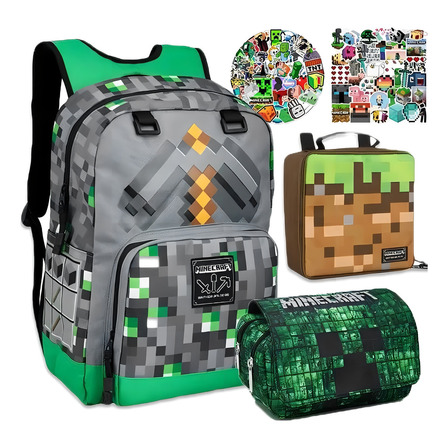 Mochila De Estúdio Minecraft Para Adolescentes, Meninos, Cri Cor Style 5 Mochila De Estúdio Minecraft Para Adolescentes, Meninos, Cri Cor Style 5