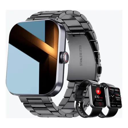 Relógio Inteligente Masculino Vigilância Da Saúde Esportes Preto Steel