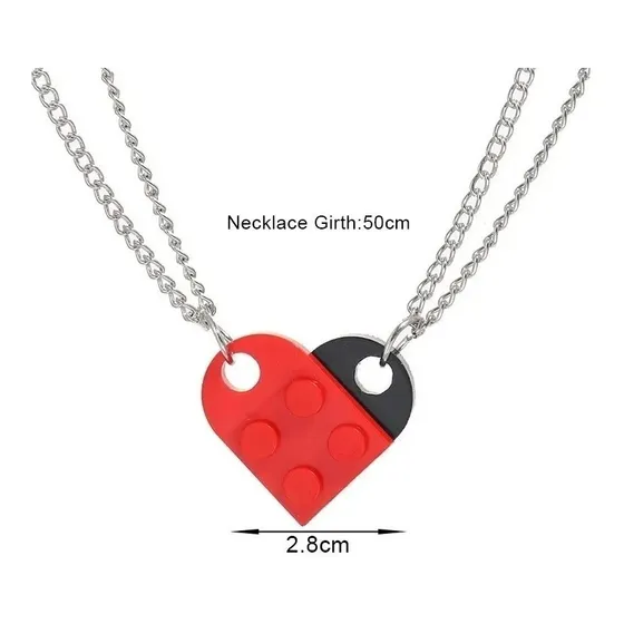 2 Collares Lego Corazón Parejas San Valentín Novios Best
