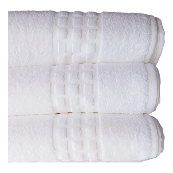 Jogo Toalhas Hotel Linha Toronto 500 G/m² Teka Profiline 8pç Cor Branco Felpuda 3d