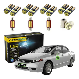 Kit Lâmpada Led Interna T10 Honda New Civic 2007/2011 Canbus T10 Branco 6000k