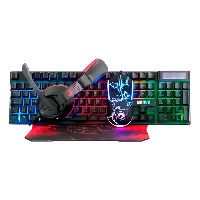 Combo Gamer Rgb Teclado Y Mouse Retroiluminado 4 En 1