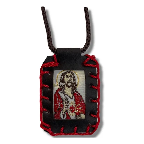 Escapulario Sagrado Corazon  Con Virgen De Guadalupe Bordado
