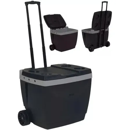 Caixa Térmica Cooler 42 Litros Preta Com Rodinha E Alca Mor Cor Preto