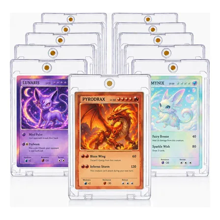 10 Case Magnético Para Cartas Tcg Pokemon, Magic, Lorcana Transparente