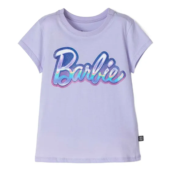 Camiseta De Barbie Manga Corta Lila Para Niña