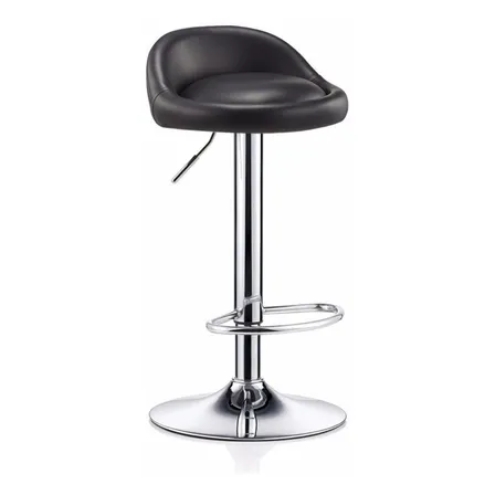 Silla Bar Taburete Piso Altura Regulable Respaldo Ecocuero D Acabado de la estructura Cromado Color Negro