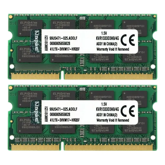Memória Notebook Kingston 8gb (2x4gb) Ddr3 1333mhz Kvr1333d3