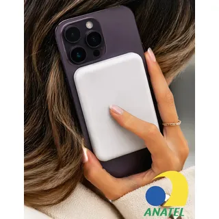 Carregador Power Bank Magsafe Turbo 5000mah iPhone 8 X Xr 11 12 13 14 15 16 17 Slim Carregador Indução 20w iPhone Sem Fio Magnético Qi Rápido Branco