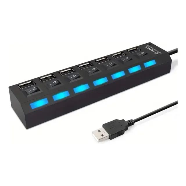 Hub Usb 2.0 7 Puertos Con Switch Led Laptop Pc Multiconector