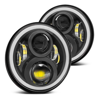Para 2 Faros Led 7 Pulgadas Ojo Ángel Wrangler Jeep Vocho Para 2 Faros Led 7 Pulgadas Ojo Ángel Wrangler Jeep Vocho