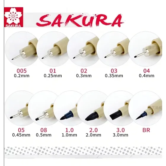 Caneta Nanquim Pigma Micron Sakura - Escolha A Ponta!! Cor Da Tinta 0,5 Marrom Cor Do Exterior Ponta /cor