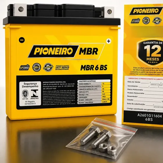 Bateria Moto Pioneiro 12v 6ah Titan 160 Fan Start Cg Pcx Adv — foto 2
