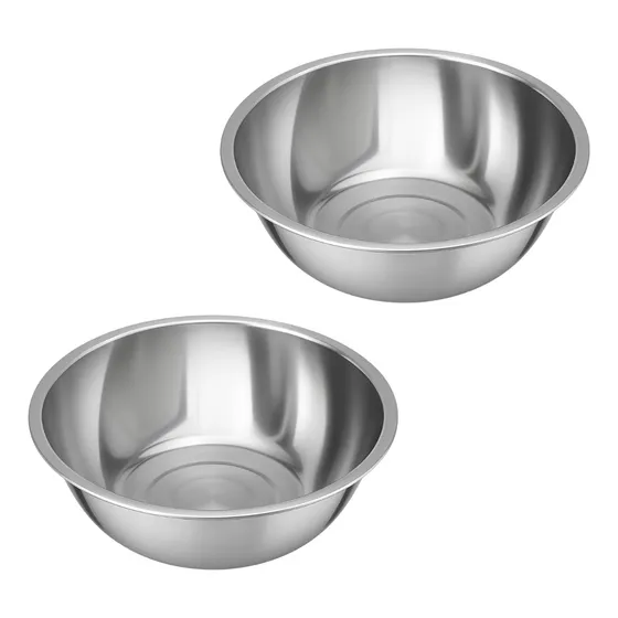 Kit 2 Tigela Bacia Bowl Inox Grande 40cm 10 Litros Uny Home