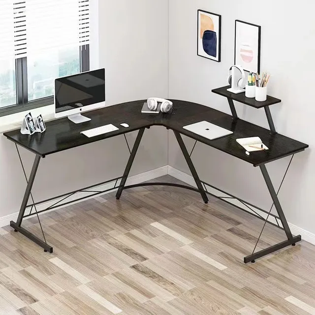 Escritorio Oficina Gamer En L Multifuncional Moderno Calidad Negro