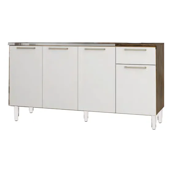 Mueble Bajo Mesada Cocina 4 Puertas 1.60 M Capuchino Offwhite LG Amoblamientos