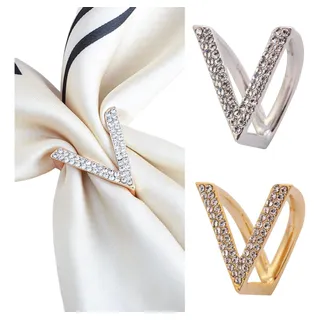 2 Peças Anel Para Echarpe Lenço Clåssico V Strass 2 Peças Anel Para Echarpe Lenço Clåssico V Strass