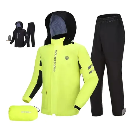 Capa De Chuva Moto Com Capuz Impermeável Motoqueiro Verde-limão M