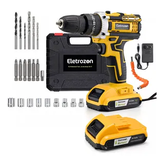Kit Parafusadeira Furadeira De Impacto Profissional Com Luz 2 Baterias 24v Com Maleta + AcessĂłrios Kit Parafusadeira Furadeira De Impacto Profissional Com Luz 2 Baterias 24v Com Maleta + AcessĂłrios