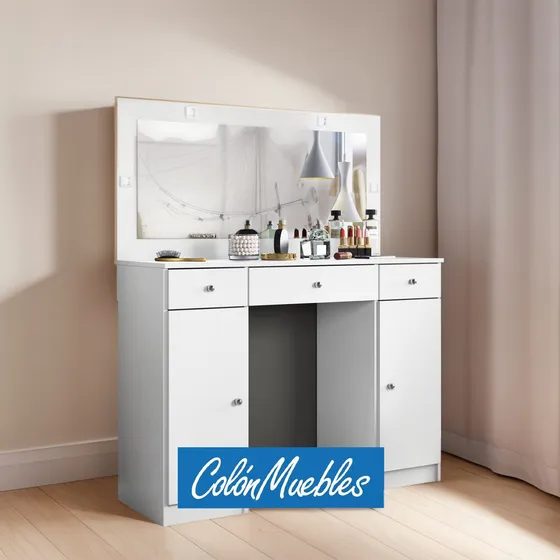 Tocador Con Espejo Luz Para Maquillaje Dormitorio Cajonera
