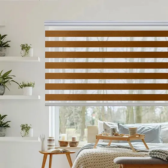 Cortina Roller Duo Zebra Dia Y Noche Persiana 100x180cm Cafe