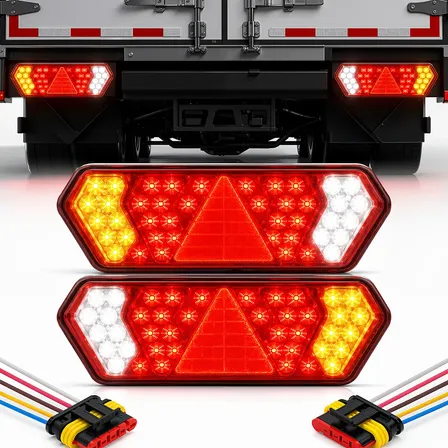 Par Lanterna Traseira Led Vermelha Caminhão Carreta 12v 24v Ambos Lados Vermelho
