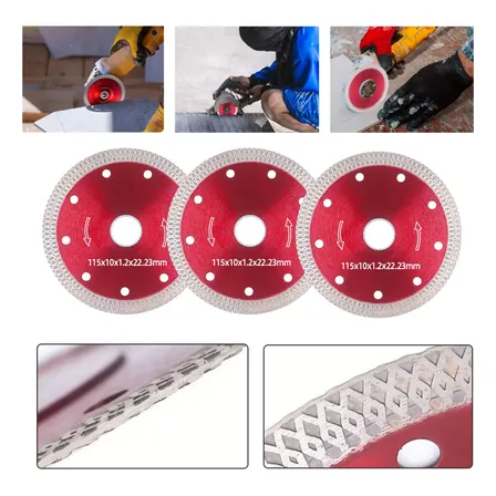 Kit 3 Discos Diamantados Fino 115mm Para Esmerilhadeira