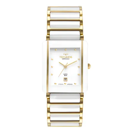 Relogio Feminino Technos Ceramica Safira Branco Pequeno Correia Modelo Médio
