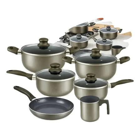 Conjunto Panelas Antiaderentes Ceramic Titanium Cozinha 6pçs Manaus Cinza Titanium