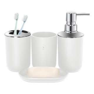 Set De Baño Dispensador De Jabon Liquido Organizador De Baño Blanco Set De Baño Dispensador De Jabon Liquido Organizador De Baño Blanco