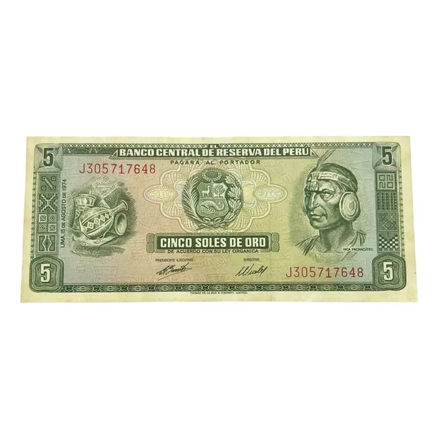 Billete 5 Soles De Oro 1974 Sin Circular Como Nuevo